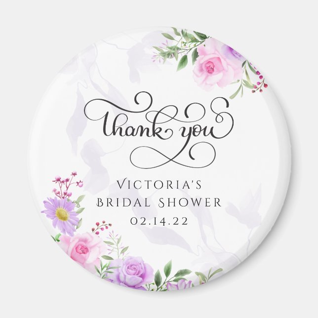 Vielen Dank, Floral Elegant Brautparty Coffee Drin Magnet (Vorne)