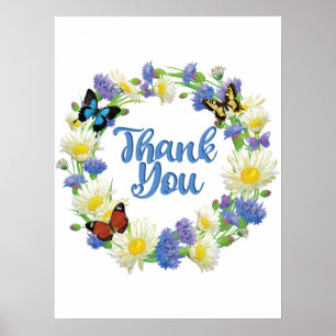 Vielen Dank - Floral Handwriting Vielen Dank Poster