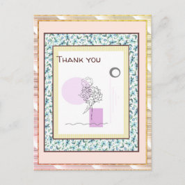 Vielen Dank Floral Pink Blue Gold Park Abstrakt Postkarte