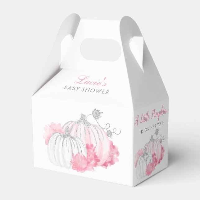 Vielen Dank Floral Pink Pumpkin Girl Baby Dusche Geschenkschachtel (Vorderseite)