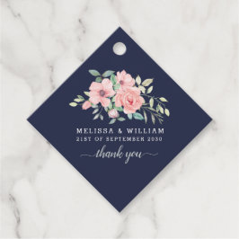 Vielen Dank, Floral Watercolor Navy Hochzeit Geschenkanhänger
