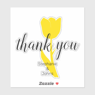 Vielen Dank Floral Yellow Tulips Custom Wedding 20 Aufkleber