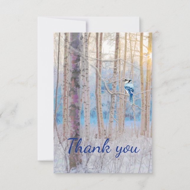 Vielen Dank Forest Blue Jay Bird Nature Art Dankeskarte (Vorderseite)