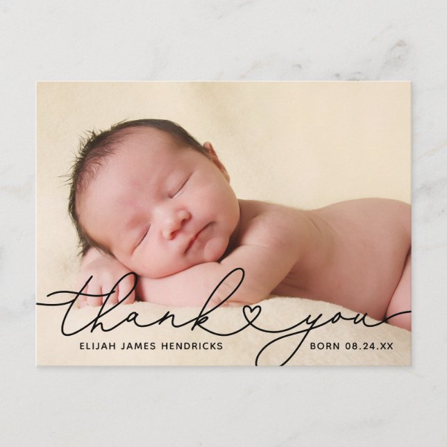 Vielen Dank Foto Birth Ankündigung Postcard Postkarte (Vorderseite)