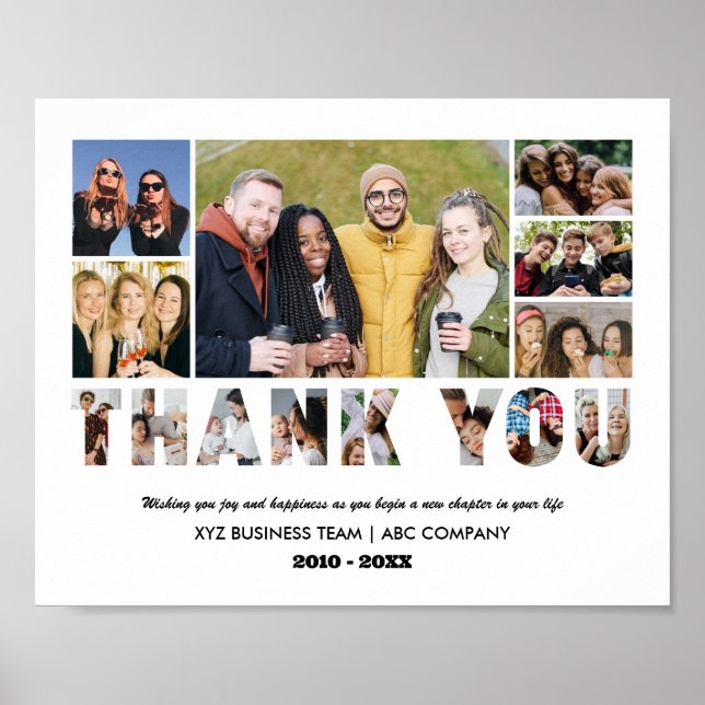 Vielen Dank Foto Collage Farewell Retirement Party Poster (Vorne)