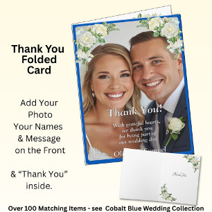 Vielen Dank - Foto über Cobalt Blue & White Roses Dankeskarte