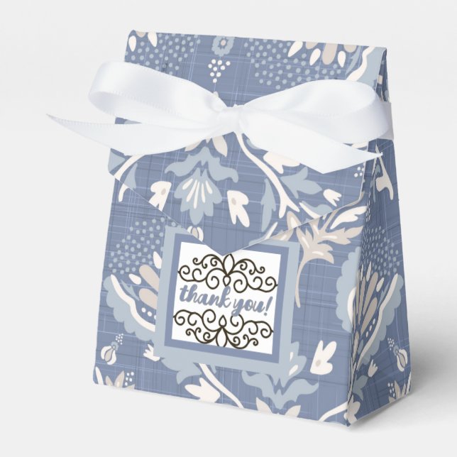 Vielen Dank, Französisch Damask Blue Geschenkschachtel (Vorderseite)