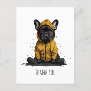 Vielen Dank, Französischer Bulldog mit Raincoat Postkarte
