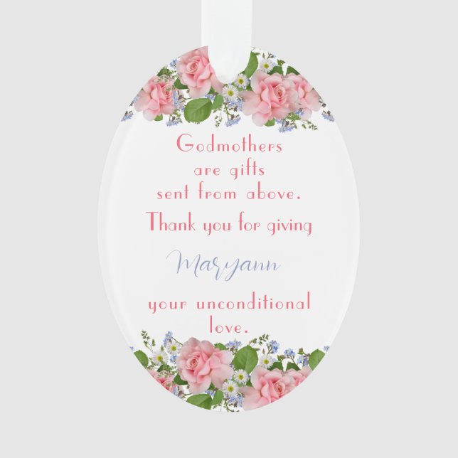 Vielen Dank, Frau Gift Pink Blume Personalisiert Ornament (Vorderseite)
