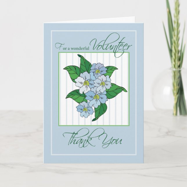 Vielen Dank, Frau Volunteer mit Blue Blumen Illust Dankeskarte (Vorderseite)