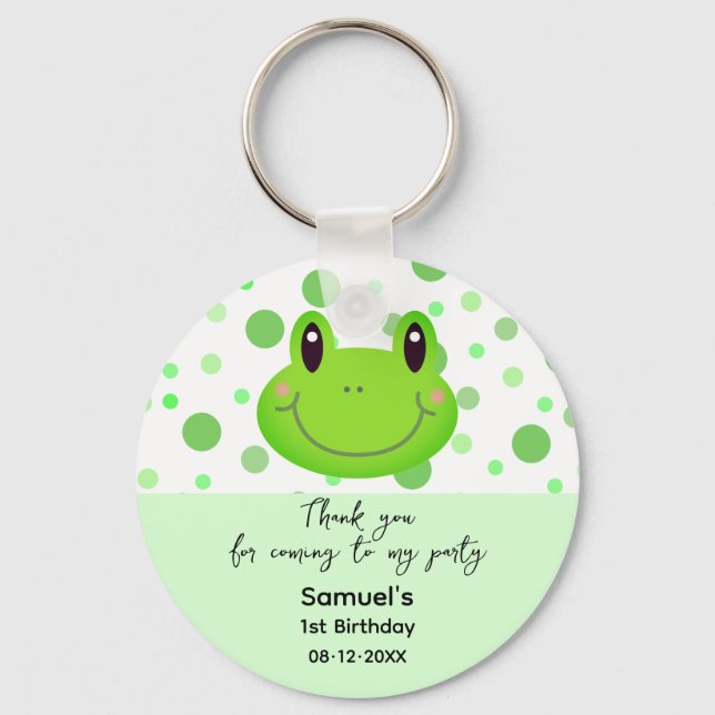 Vielen Dank Frog Confetti Kindergeburtstag Gastges Schlüsselanhänger (Vorderseite)