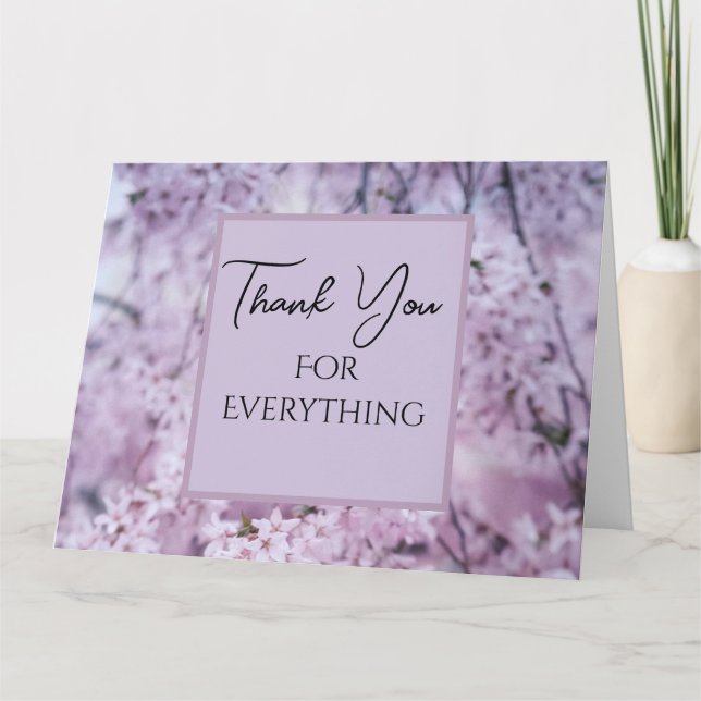 Vielen Dank für alles Lilac Floral Springtime Dankeskarte (Vorderseite)