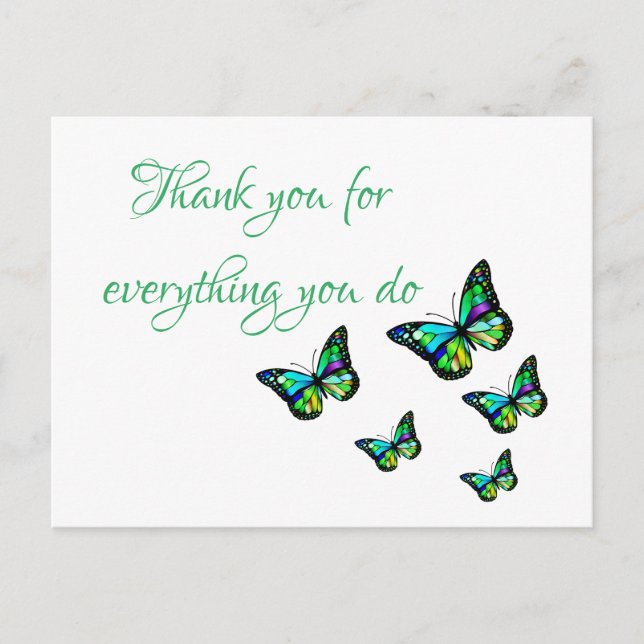 Vielen Dank für alles, was Sie tun Schmetterling P Postkarte (Vorderseite)