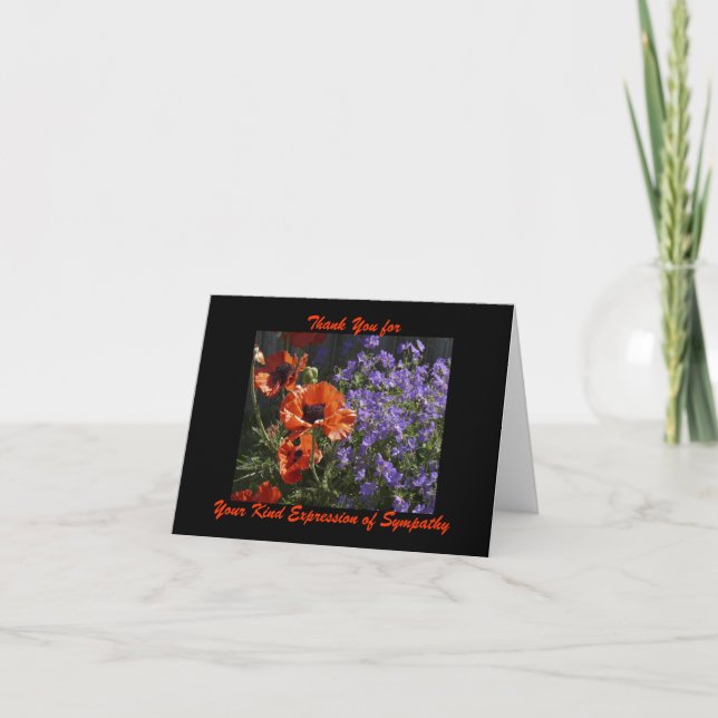 Vielen Dank für Beileid, Orange Poppies Note Card Dankeskarte (Vorderseite)