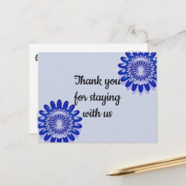 Vielen Dank für Bleibe Urlaub Miete Blue Blume Postkarte