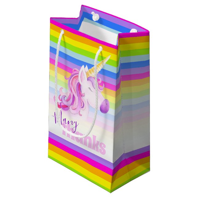 Vielen Dank für das einmalige Regenbogengeschenk f Kleine Geschenktüte (Vorderseite Schrägansicht)