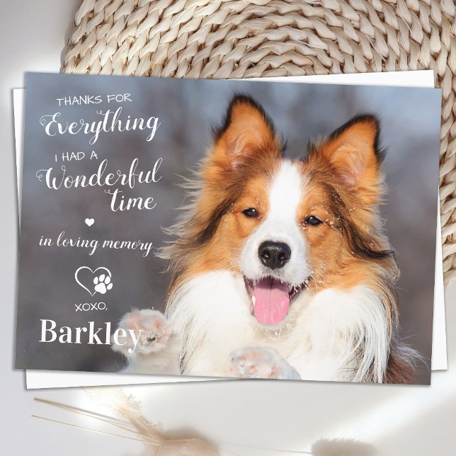Vielen Dank für das gesamte Dog Memorial Foto Dankeskarte (Von Creator hochgeladen)