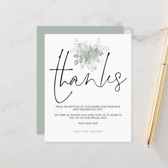 Vielen Dank für das Hochzeitssage Gold Script (Vorderseite/Rückseite Beispiel)