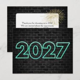 Vielen Dank für das Jahr 2026 Neon Sign Postkarte
