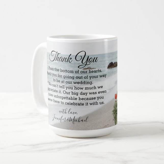 Vielen Dank für das moderne kalligraphische Hochze Kaffeetasse (Vorderseite Links)