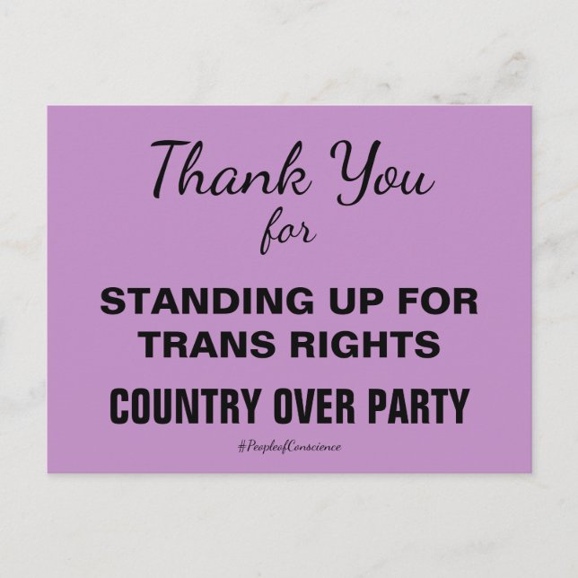 Vielen Dank für das Stehende für Trans People Resi Postkarte (Vorderseite)