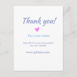 Vielen Dank für den Kauf des rosa Familienunterneh Postkarte