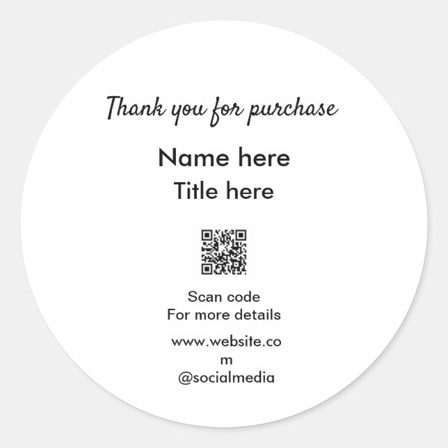 Vielen Dank für den Namen des Kaufs hier Scan QR Runder Aufkleber (Vorderseite)