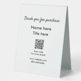 Vielen Dank für den Namen des Kaufs hier Scan QR Tischaufsteller