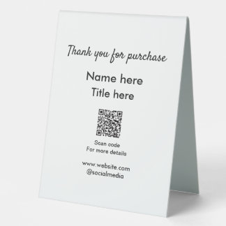 Vielen Dank für den Namen des Kaufs hier Scan QR Tischaufsteller