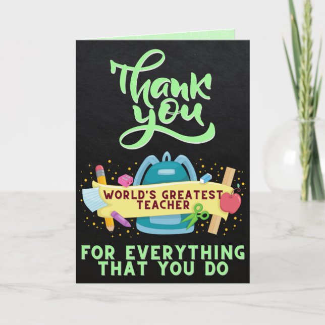 Vielen Dank für den weltbesten Lehrer Karte (Vorderseite)