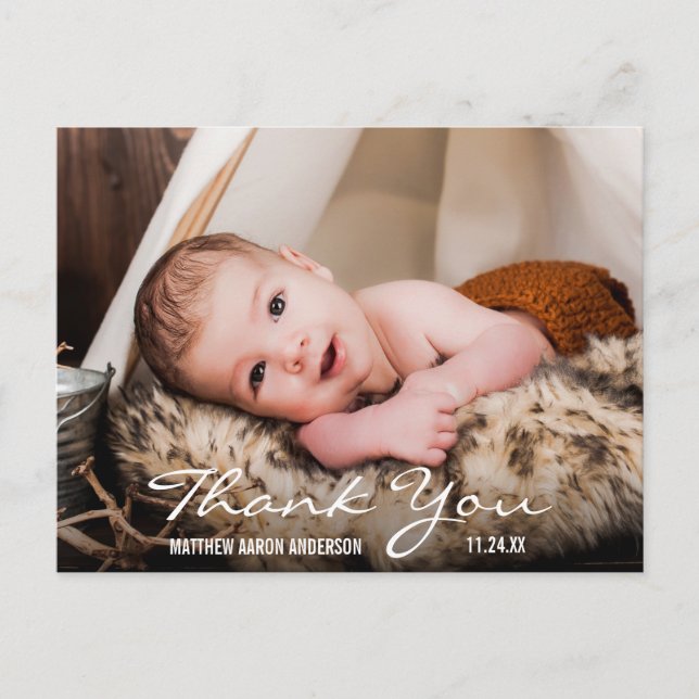 Vielen Dank für die Ankündigung von neuen Baby Fot Postkarte (Vorderseite)