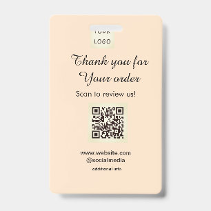 Vielen Dank für die Bestellung Scan Bewerten Sie u Ausweis