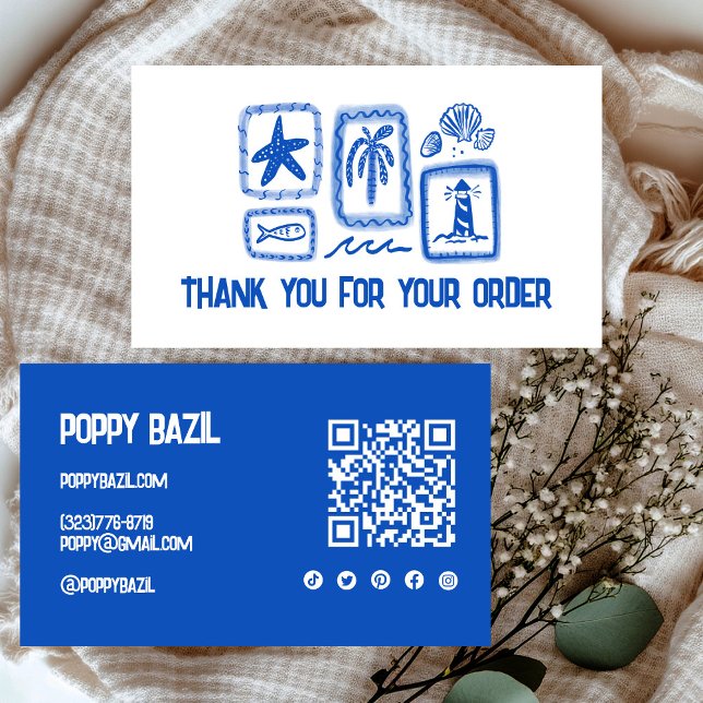 Vielen Dank für die Bestellung Social Icon QR Code Visitenkarte (Thank You for Order Social Icon QR Code Beach Business Card
)