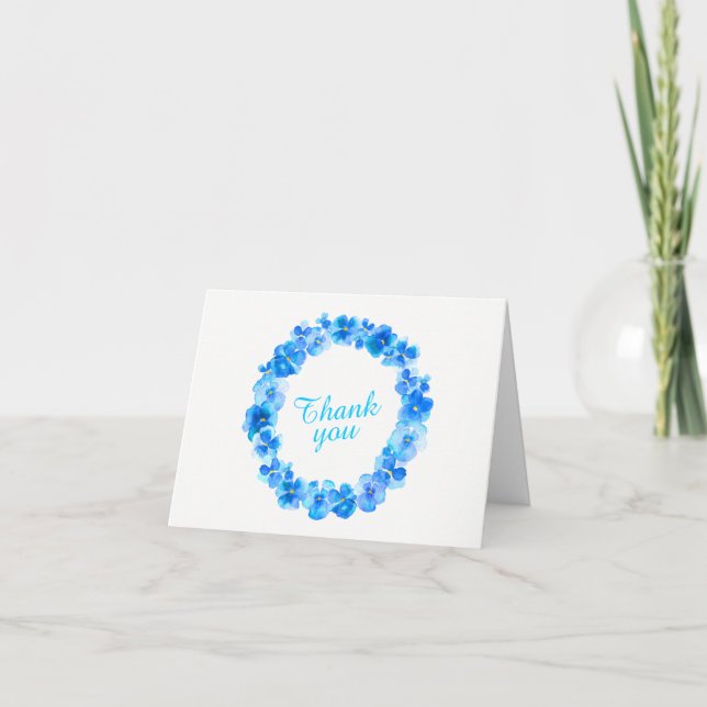 Vielen Dank für die blaue Pansy-Kranz-Kundenkarte Dankeskarte (Vorderseite)