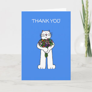 Vielen Dank für die Blume Cartoon Cat Karte