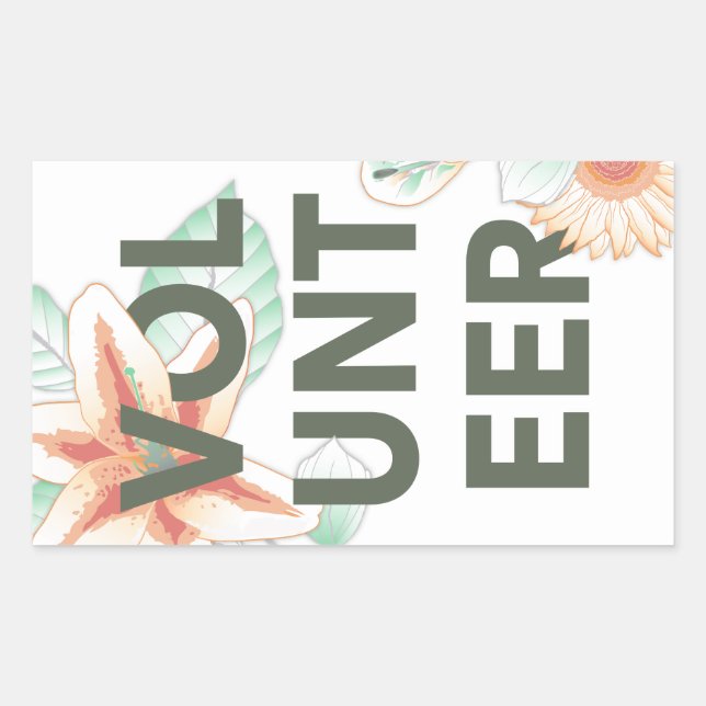 Vielen Dank für die ehrenamtliche Blume Rechteckiger Aufkleber (Vorderseite)