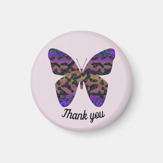 Vielen Dank für die farbenfrohe Butterfly Pastel W Magnet (Vorne)
