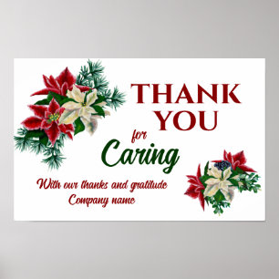 Vielen Dank für die Gekümmert Blume Floral Poinset Poster