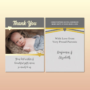 Vielen Dank für die Geschenke neue Baby Graue Gold Folieneinladung