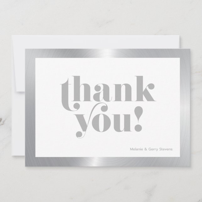 Vielen Dank für die graue Typografie, Silber und S Dankeskarte (Vorderseite)