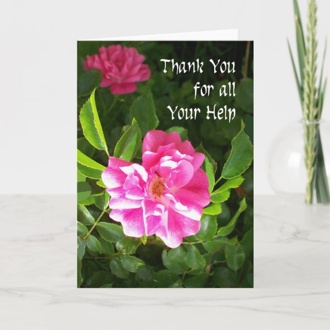 Vielen Dank für die Hilfe-Karte - Rosa Roses Dankeskarte (Vorderseite)
