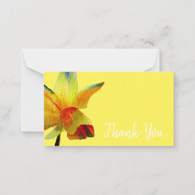 Vielen Dank für die moderne Daffodik Blume Aquarel Mitteilungskarte (Vorderseite)