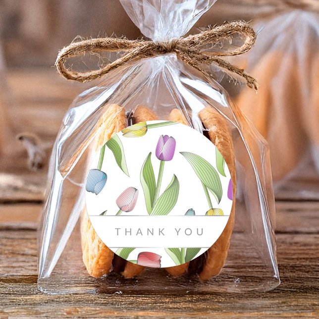 Vielen Dank für die moderne farbige Tulip Runder Aufkleber (Von Creator hochgeladen)