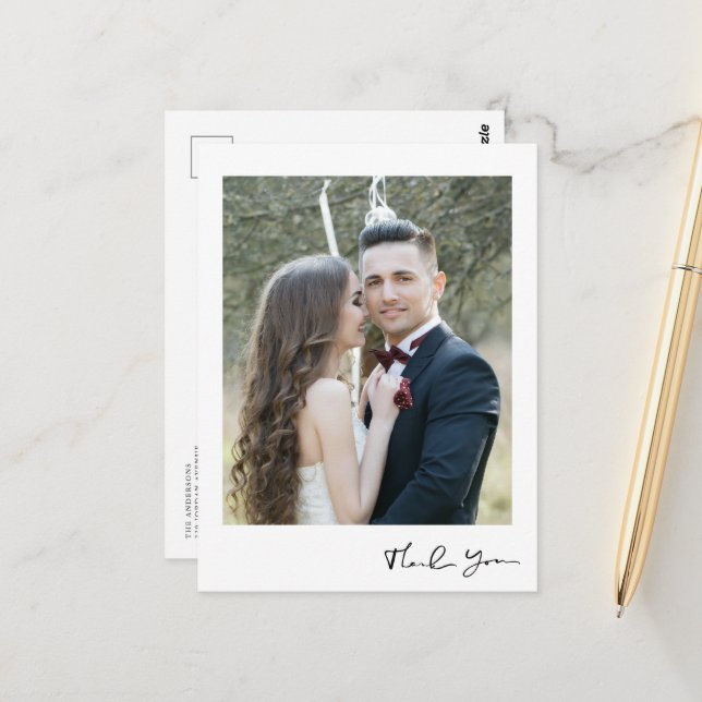 Vielen Dank für die moderne Hochzeit des vertikale Postkarte (Vorderseite/Rückseite Beispiel)