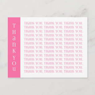 Vielen Dank für die modernen rosa und weißen Worte Postkarte
