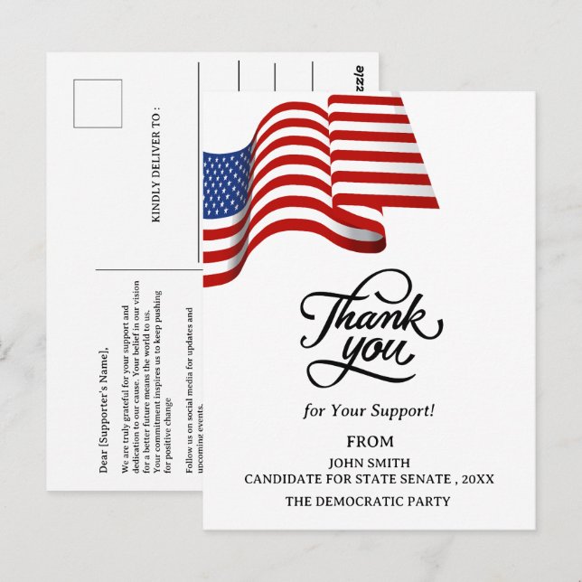 Vielen Dank für die patriotische politische Kampag Postkarte (Vorne/Hinten)