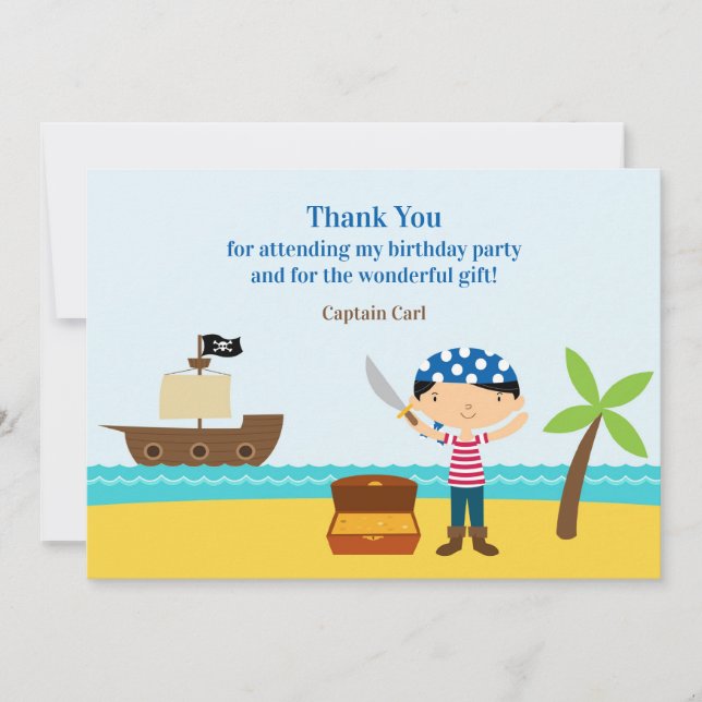 Vielen Dank für die Pirate Flat Card Dankeskarte (Vorderseite)