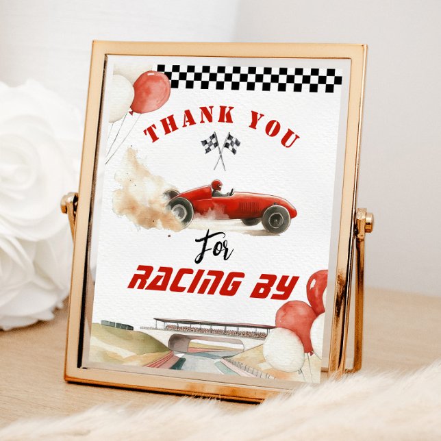 Vielen Dank für die Rennen mit rotem Rennwagen Geb Poster (Von Creator hochgeladen)