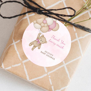 Vielen Dank für die rosa Babyparty Beary Much Runder Aufkleber