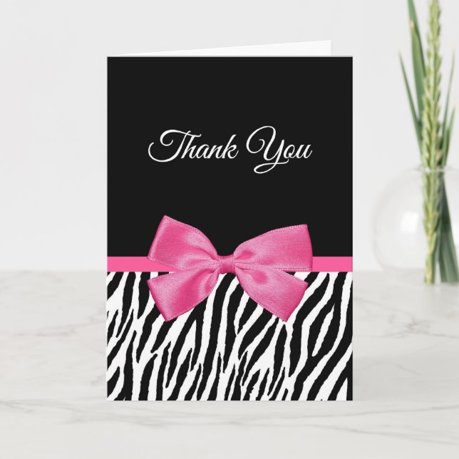 Vielen Dank für die trendy Zebra Print und rosa Ba Dankeskarte (Vorderseite)